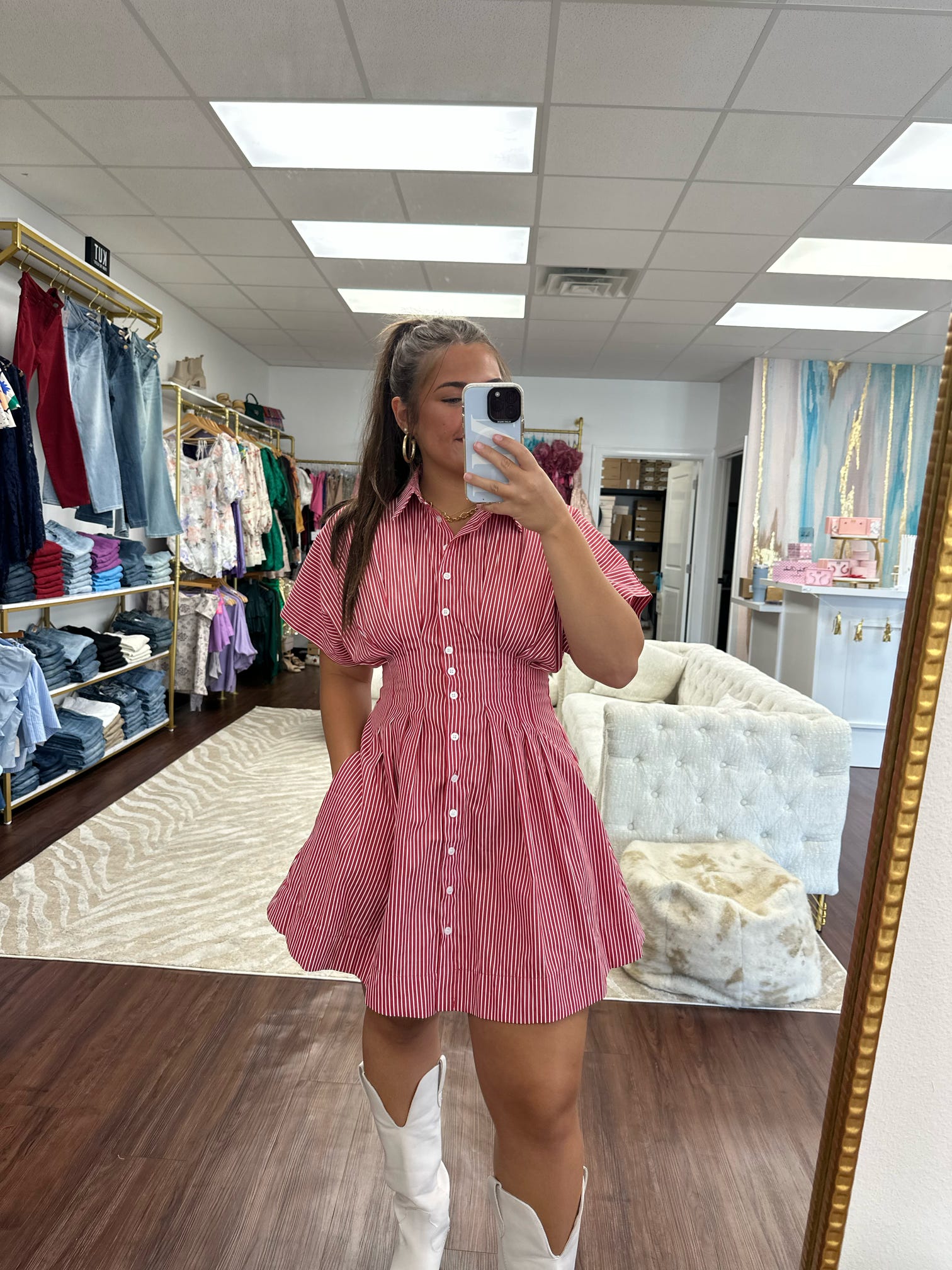 Pleated Shirt Dress