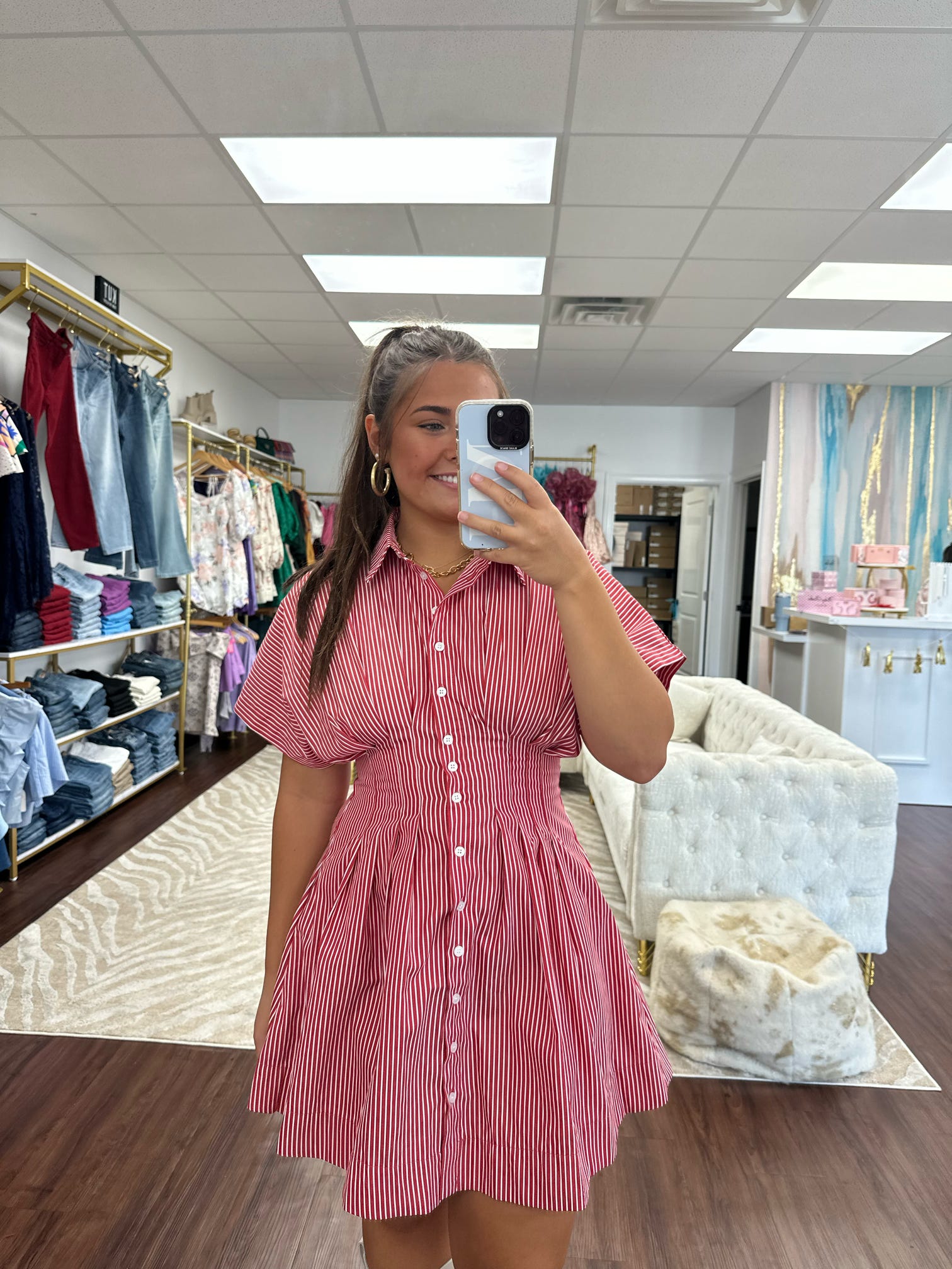 Pleated Shirt Dress