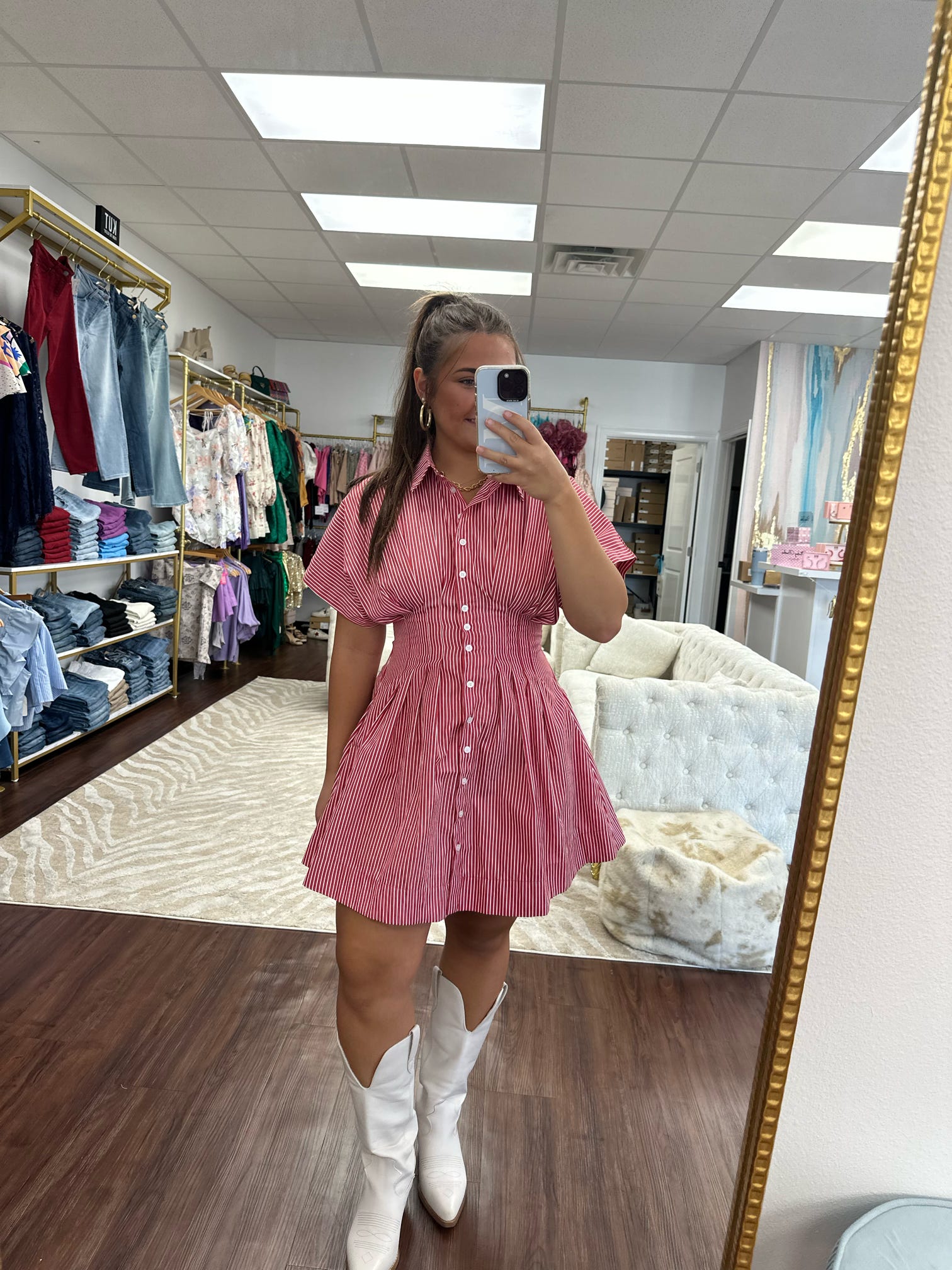 Pleated Shirt Dress