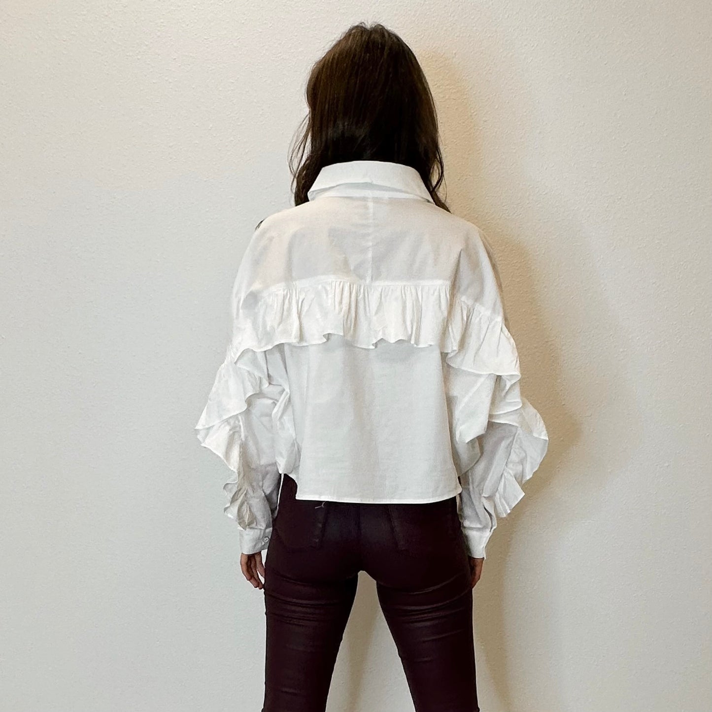 Ruffle Back Poplin Top