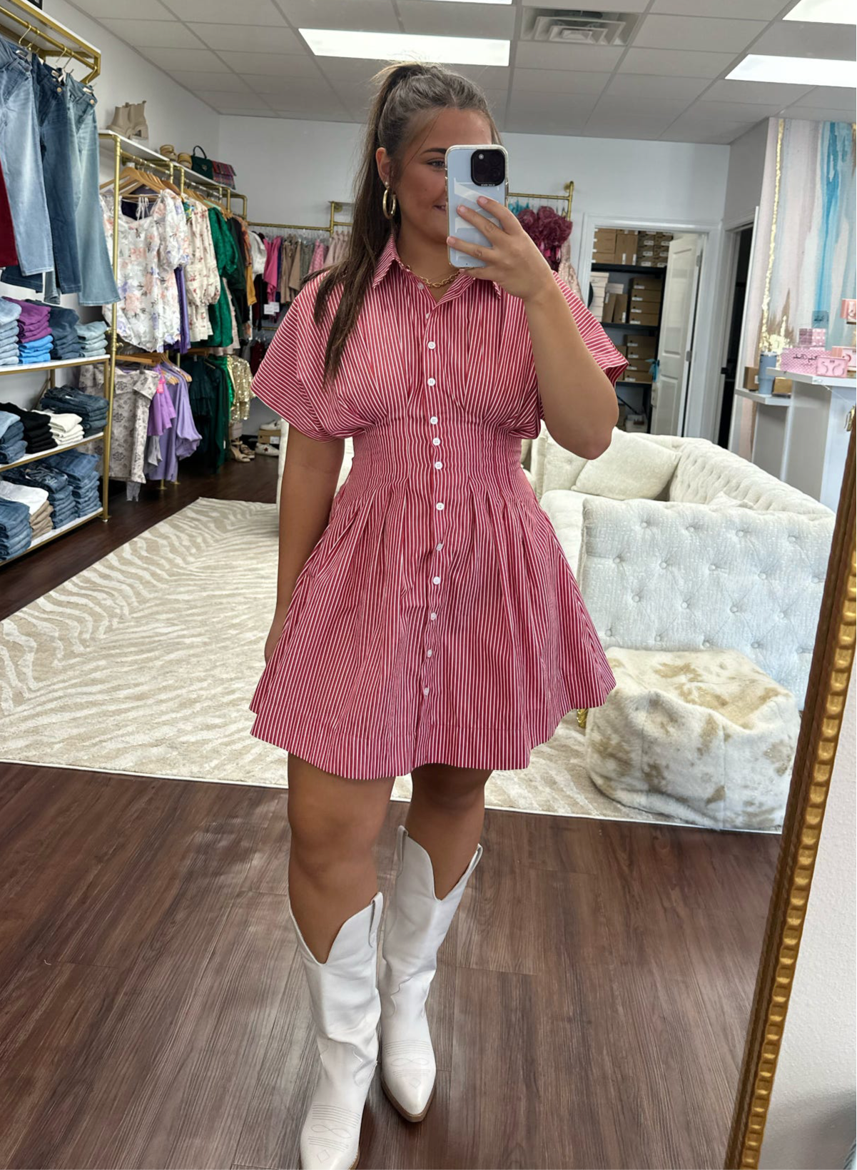 Pleated Shirt Dress