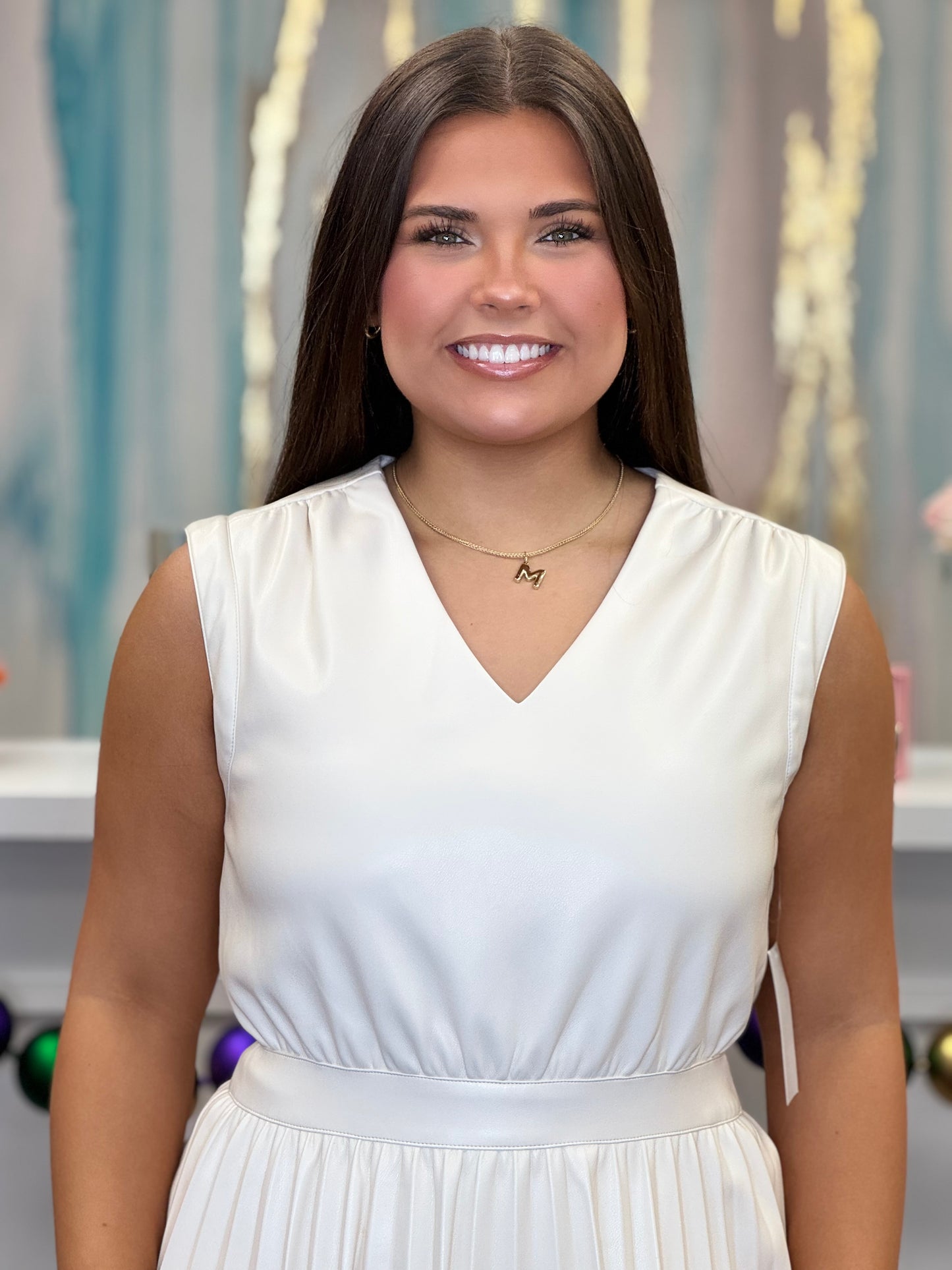 Cream Vegan Leather Dress