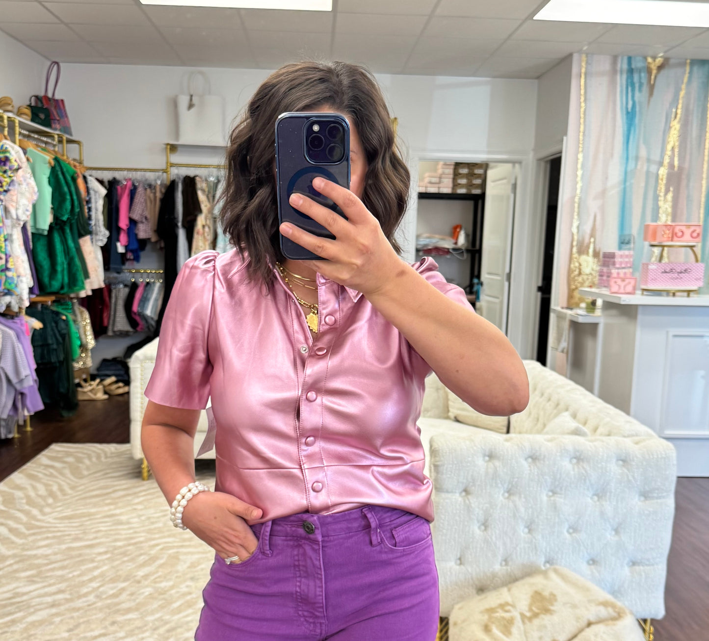 Orchid Vegan Leather Top