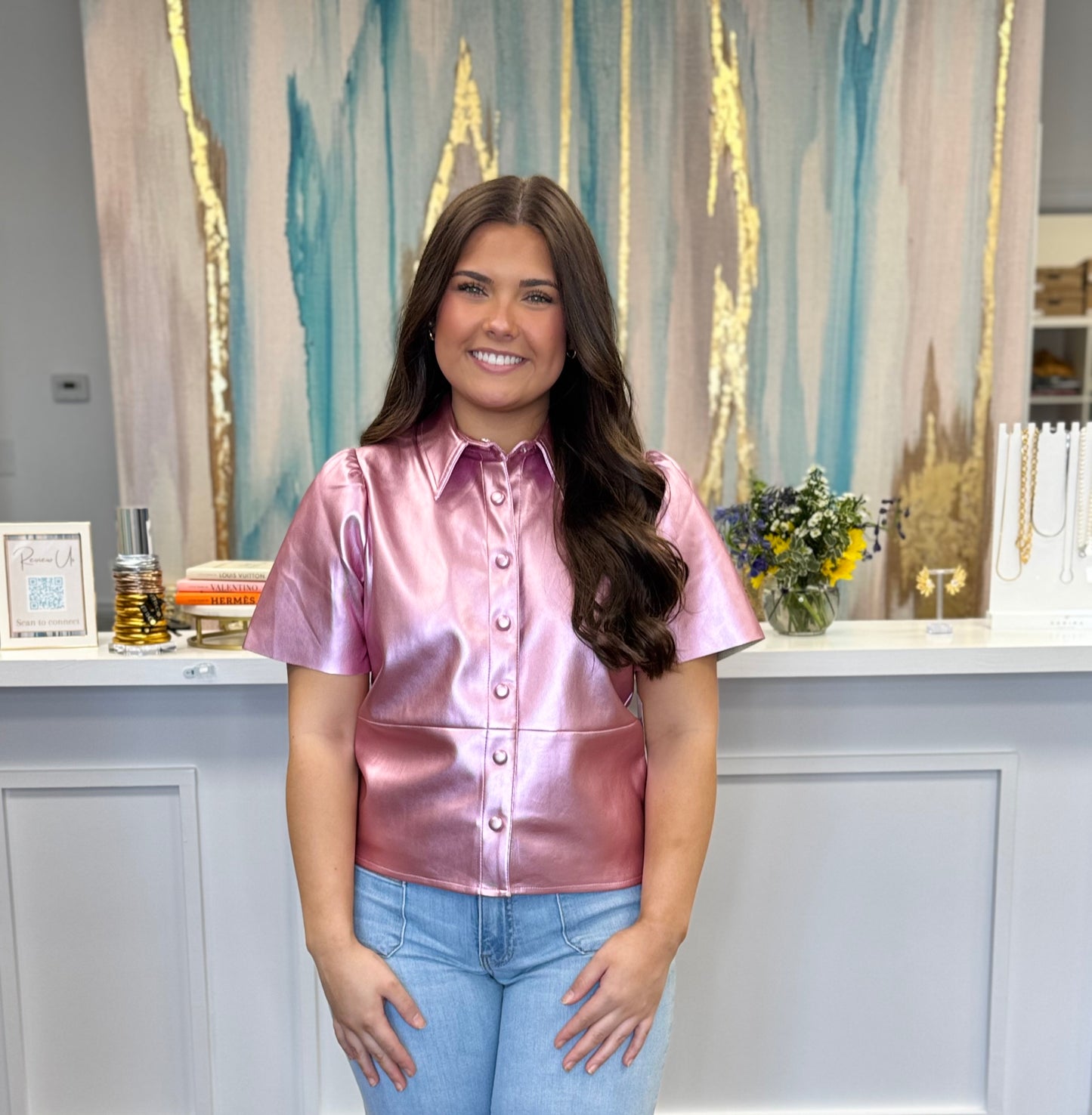 Orchid Vegan Leather Top
