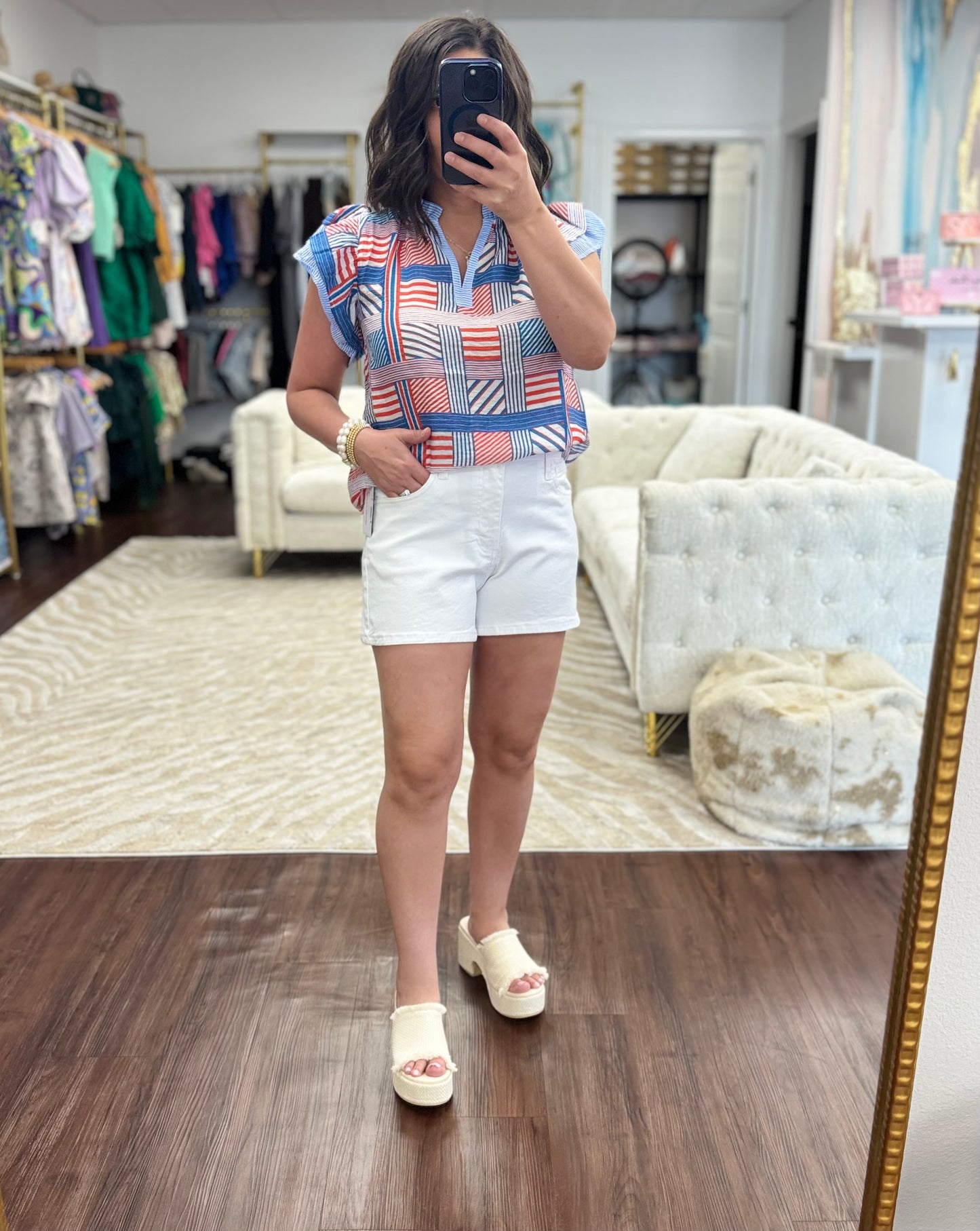 Flutter Sleeve Striped Top