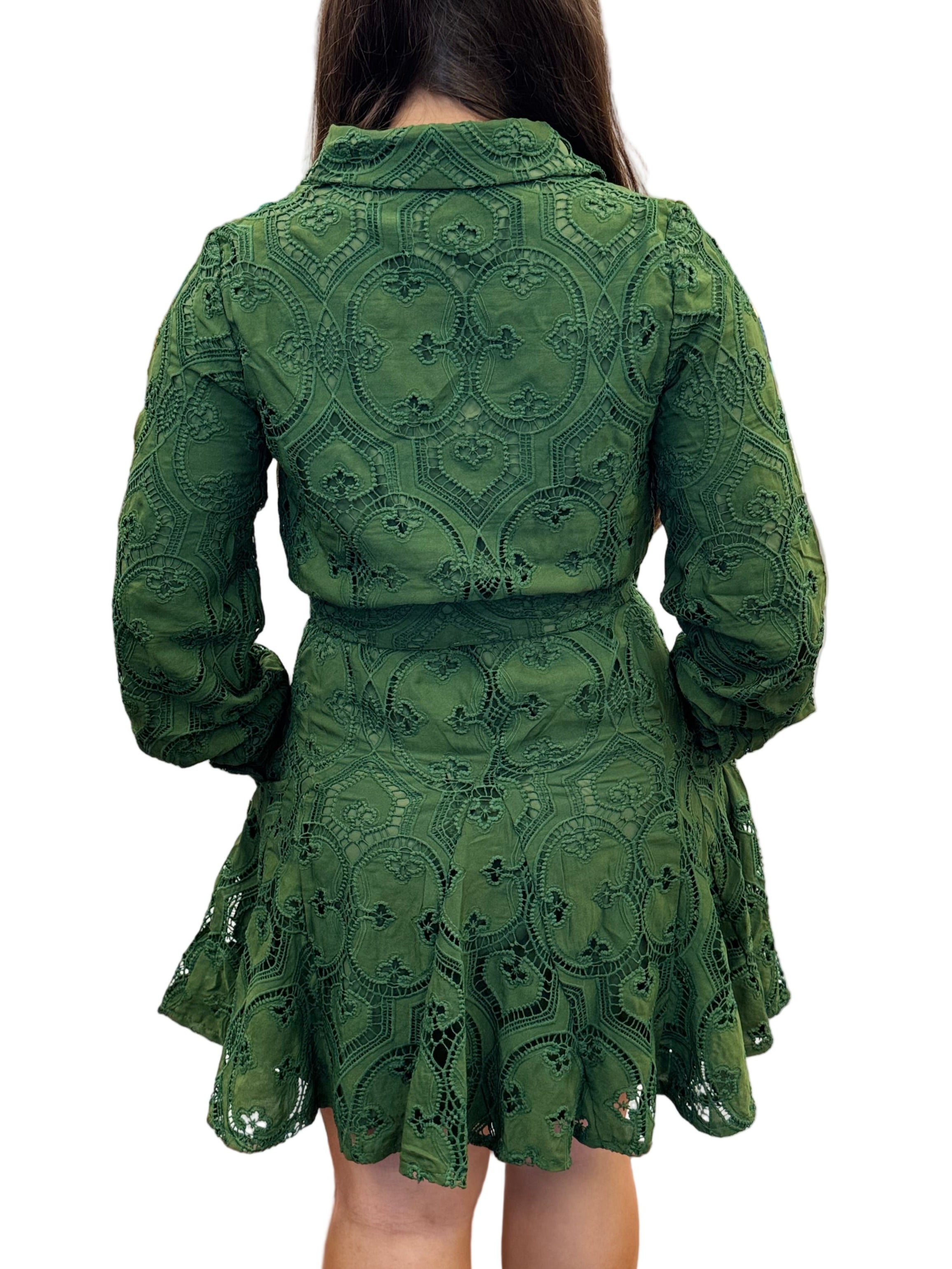 Serane Embroidered Lace Shirt Dress