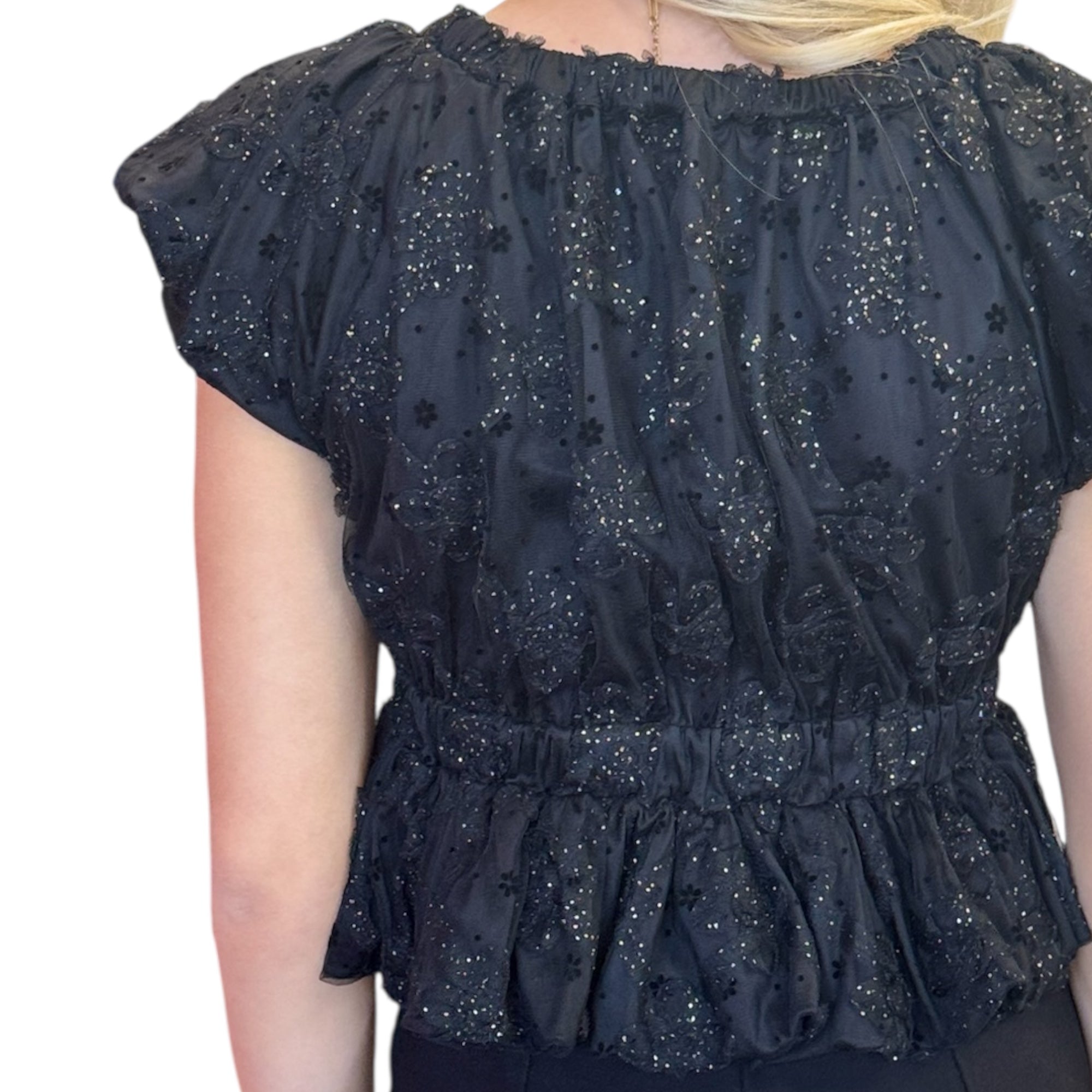 Black Gold Flower Bow Top