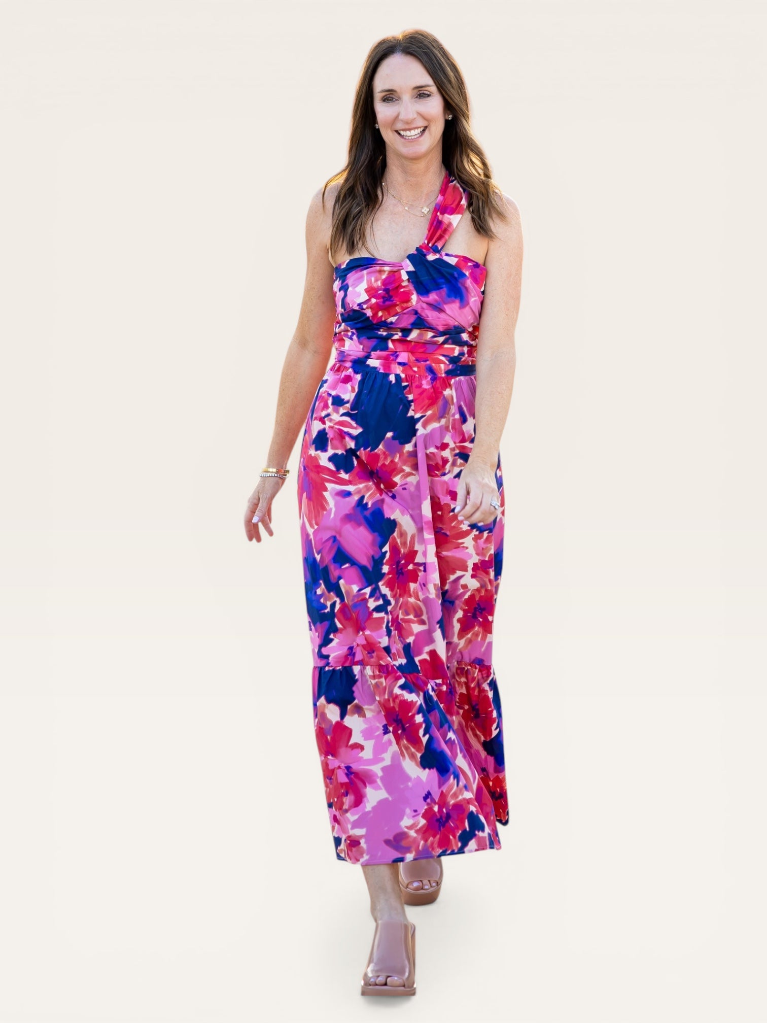 Haven White Poplin One Shoulder Midi Dress