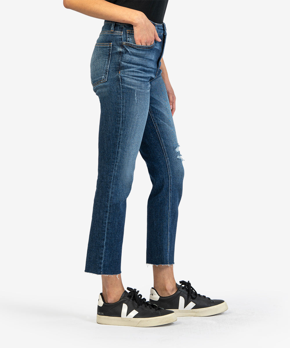 Rachel High Rise Fab AB Mom Jean Raw Hem