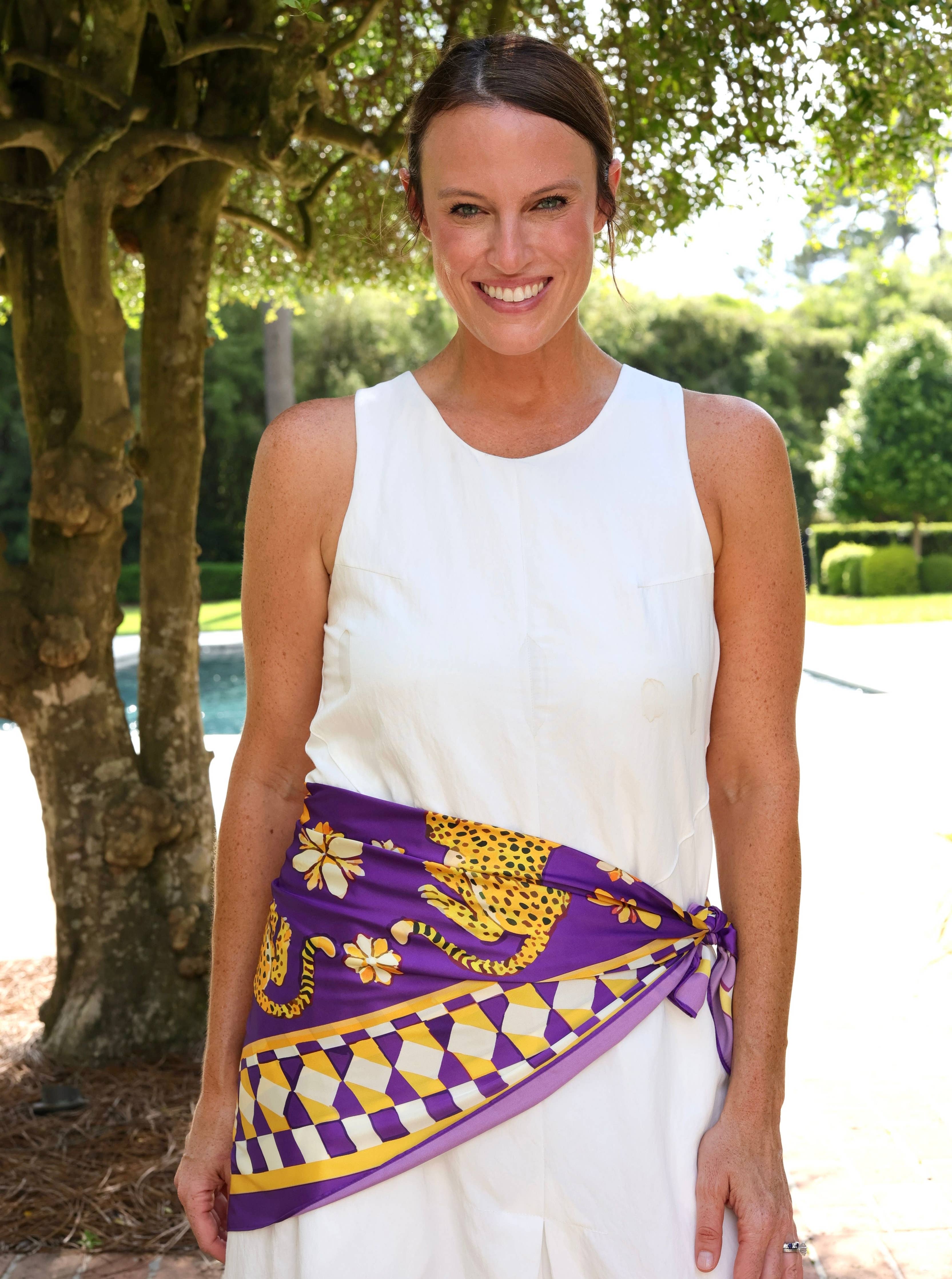 Hollis Scarf | Large Purple & Gold Animal Print LSU Scarf