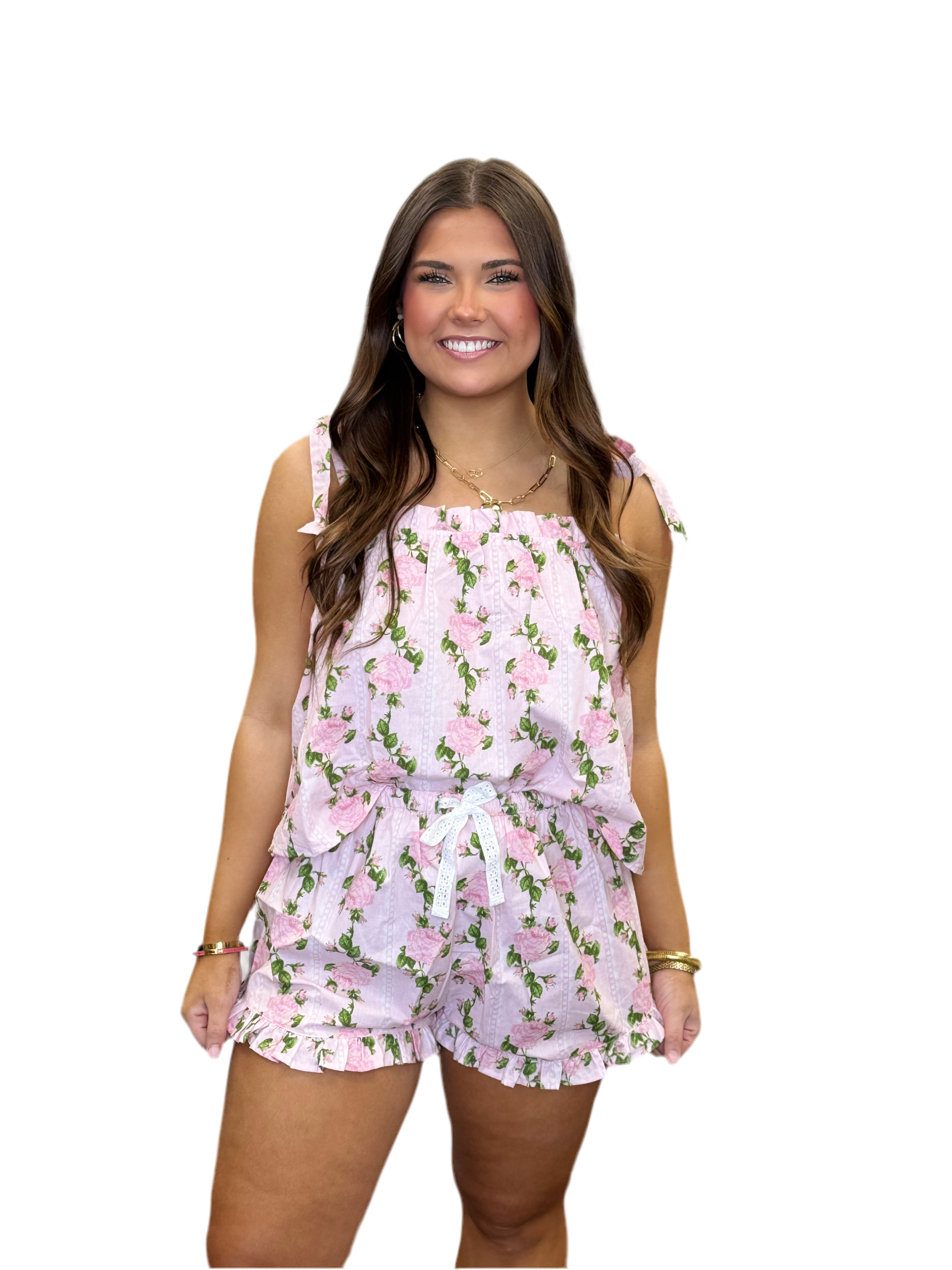 Tie Top PJ Set - Vintage Rose Pink