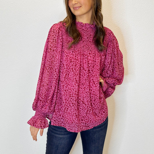 Magenta Smocked Top