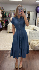 Emily Cuffed Sleeve Lyocell Midi Shirt Dress