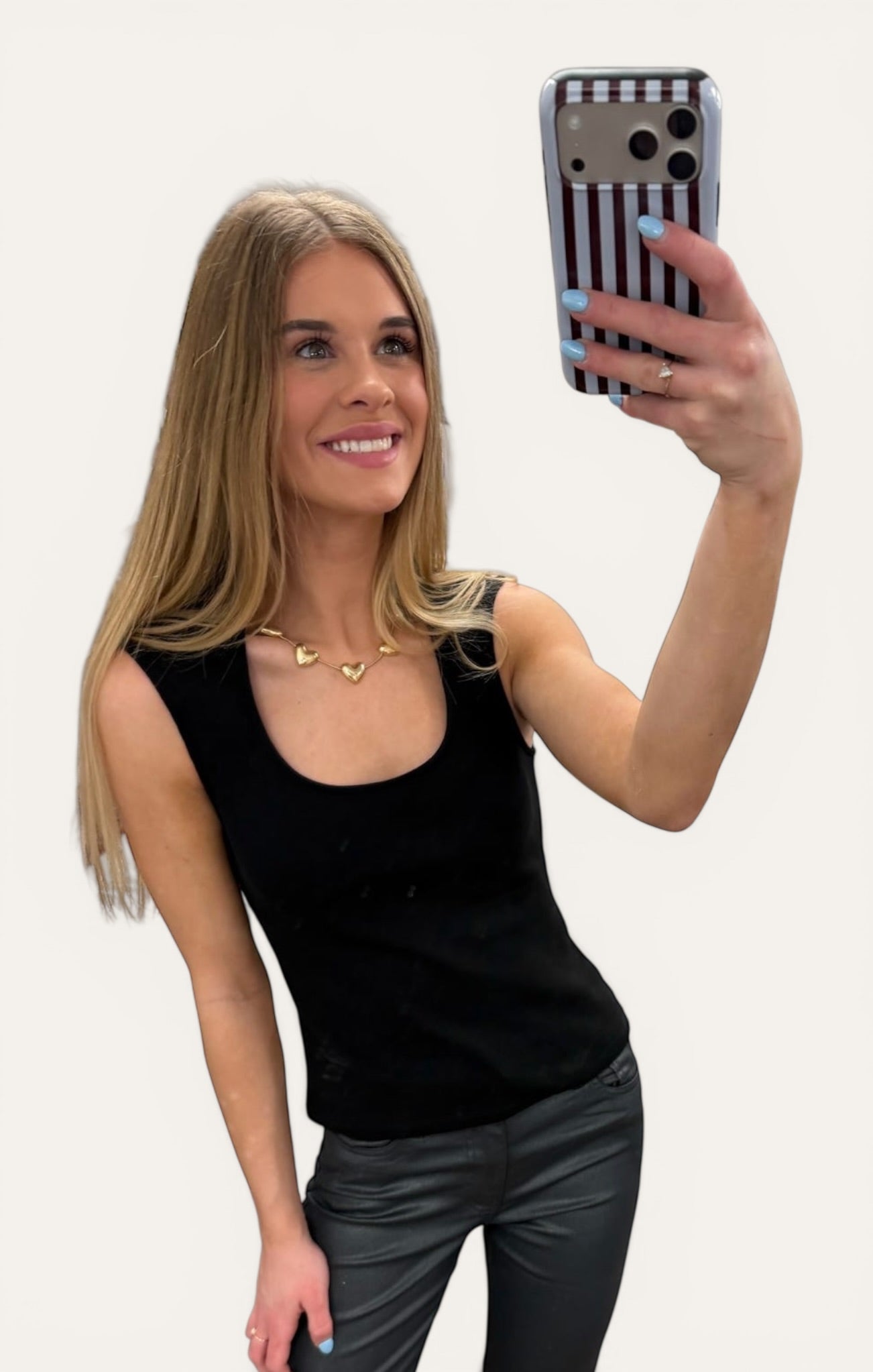 Hayes Black Ribbed Knit Square Neck Tank Top