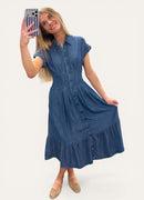 Emily Cuffed Sleeve Lyocell Midi Shirt Dress