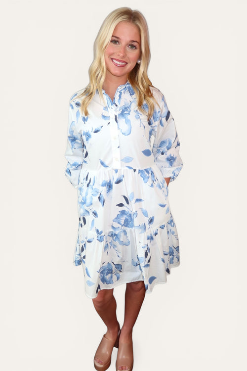 Alana Watercolor Floral Cotton Mini Dress