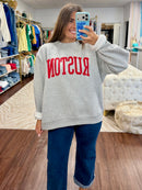 Ruston Arched Puff Graphic Mock Neck Sweatshirt