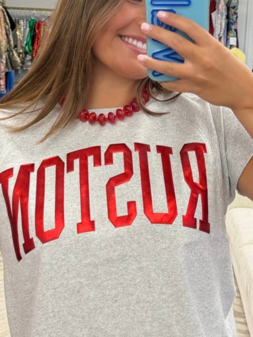 Ruston Arched Puff Graphic Mock Neck Sweatshirt