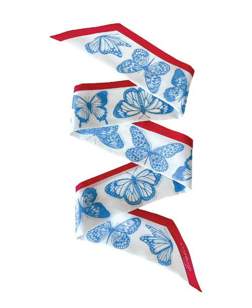The Mariposa Twilly in Powder Blue & Red