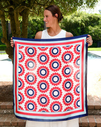 Lucy Floral Scarf | Large Red & Navy Gameday Statement Scarf