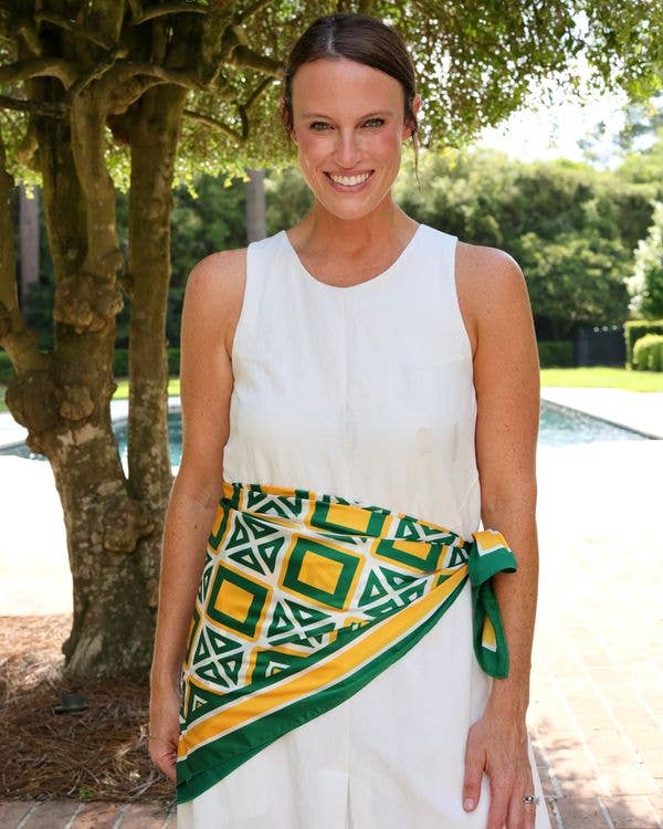 Barrett Tile Scarf Large Green Gold