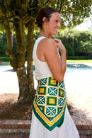 Barrett Tile Scarf | Large Green & Gold Geometric Print Scarf