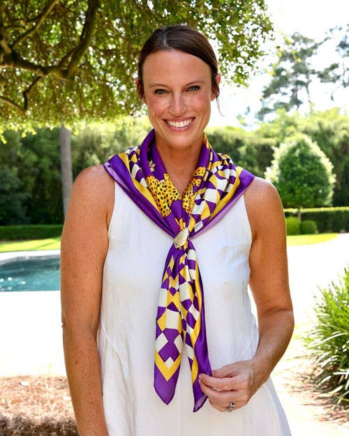 Hollis Scarf | Large Purple & Gold Animal Print LSU Scarf