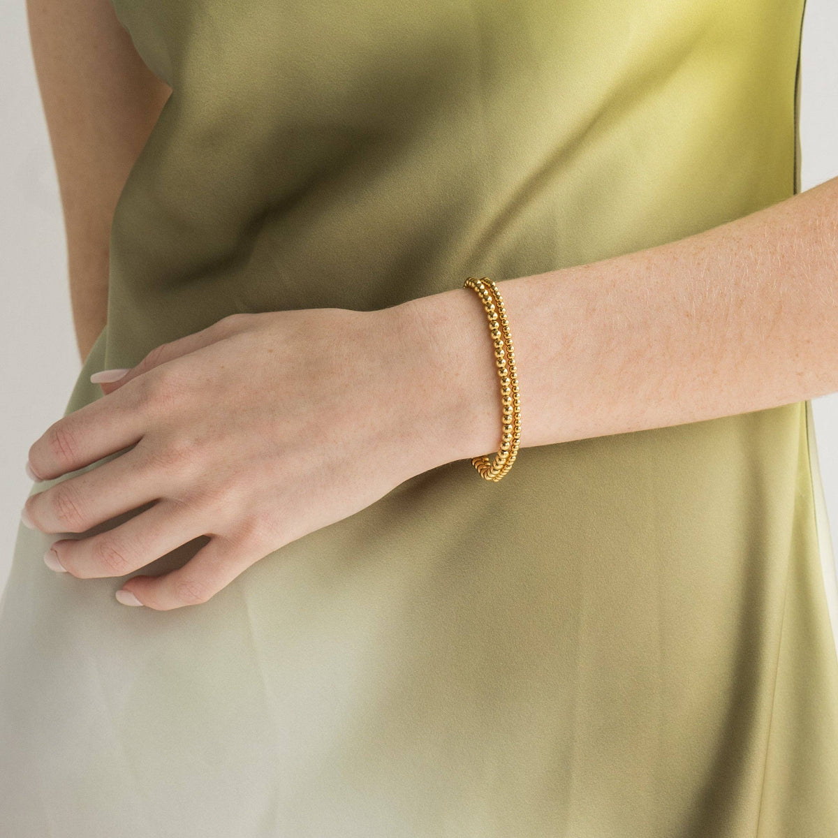 Waterproof Dainty Gold Double Beaded Bracelet Set