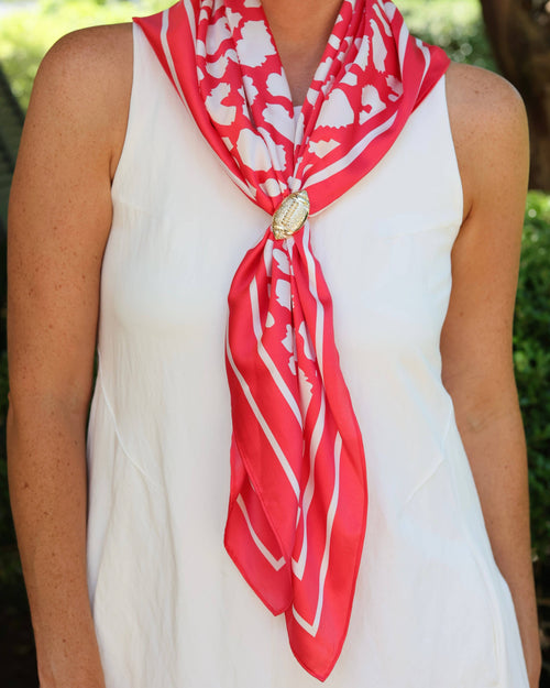 Lawson Leopard Scarf | Large Red & White Statement Scarf