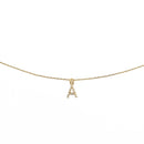 18K Gold Dainty Pearl Initial Pendant Necklace: 15" + 3" / S
