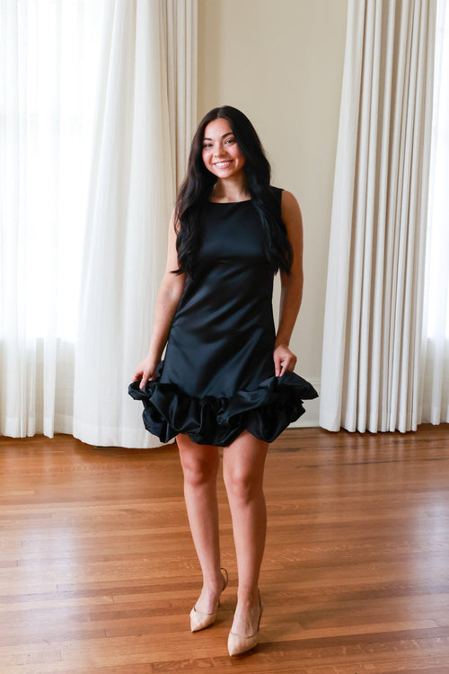 Black Bubble Hem Mini Dress | The Modern LBD
