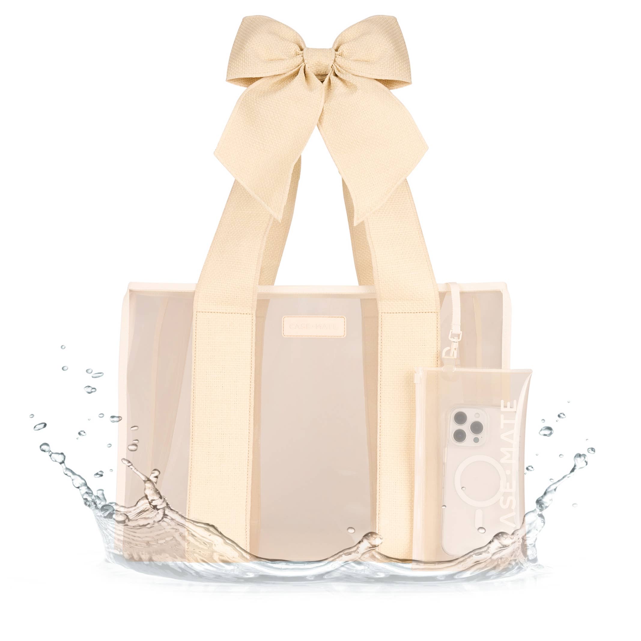Case-Mate Ecru Raffia Bow Jelly Tote Bag