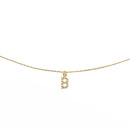 18K Gold Dainty Pearl Initial Pendant Necklace: 15" + 3" / S