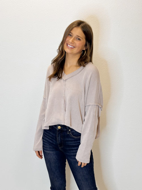 Ribbed V Neck Top | Adore Boutique women's clothing & accessories