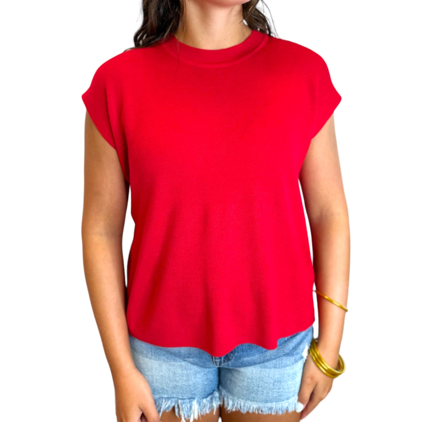 Red Drop Shoulder Top