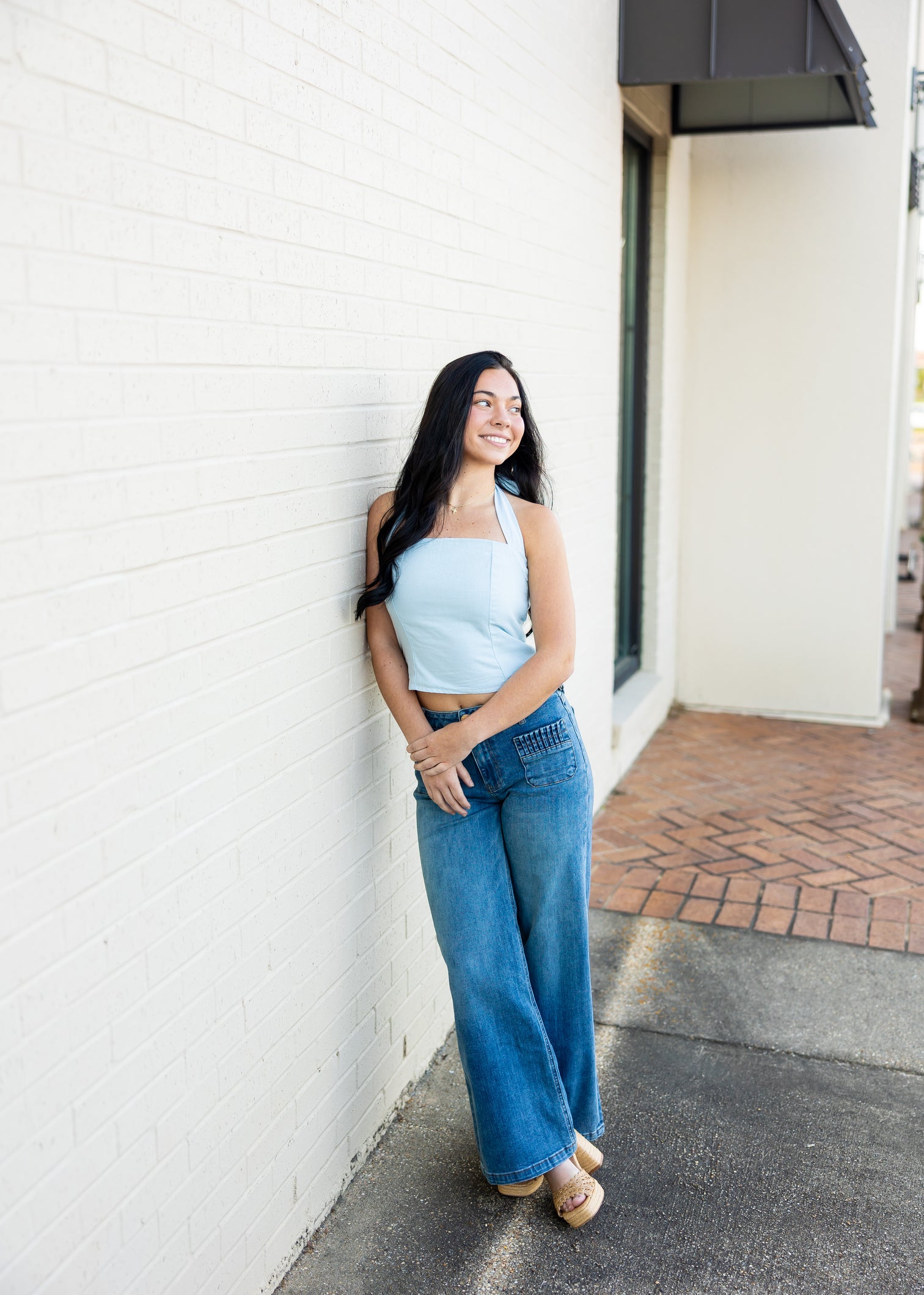 Reiko Baby Blue Halter Top