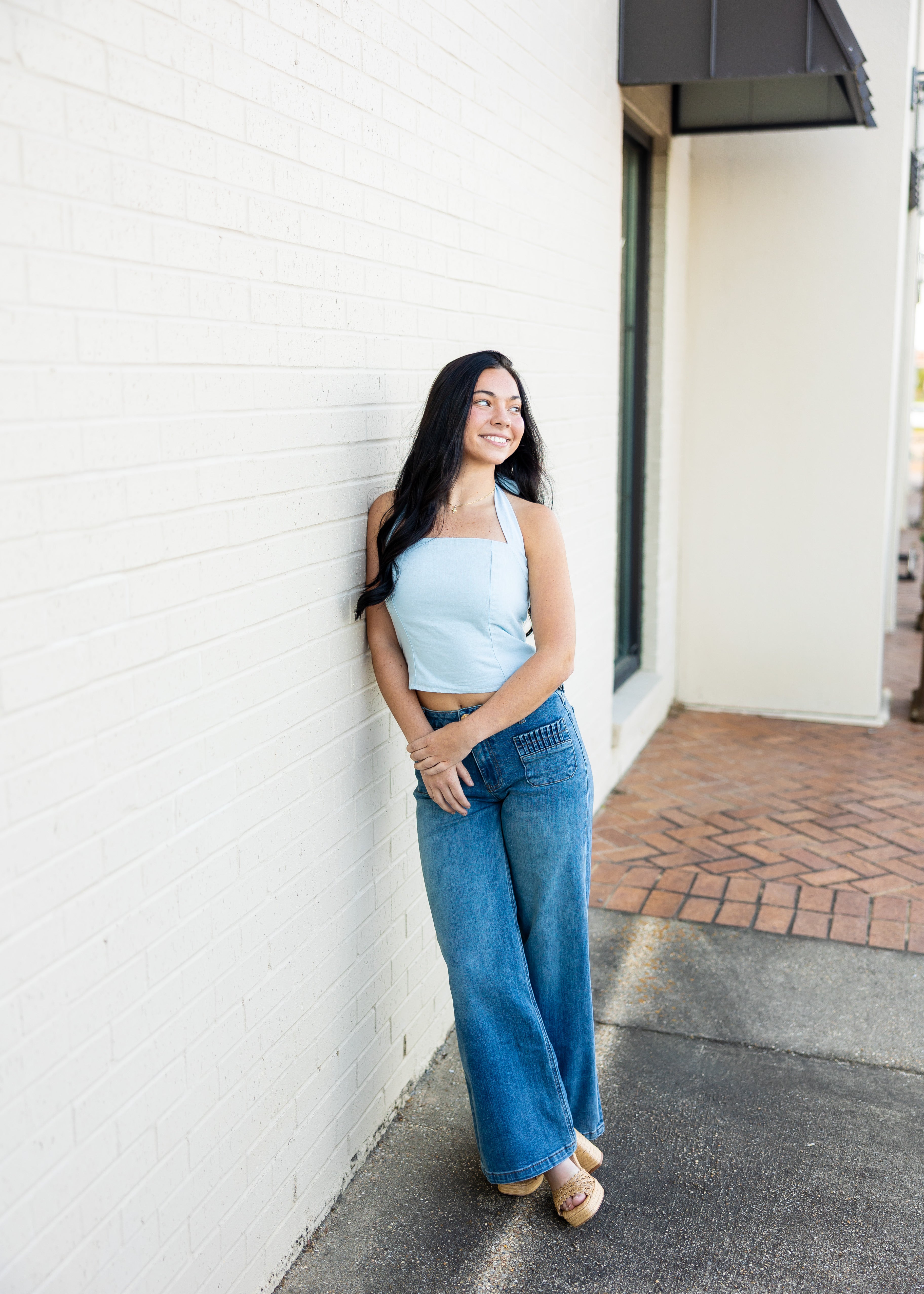 Reiko Baby Blue Halter Top