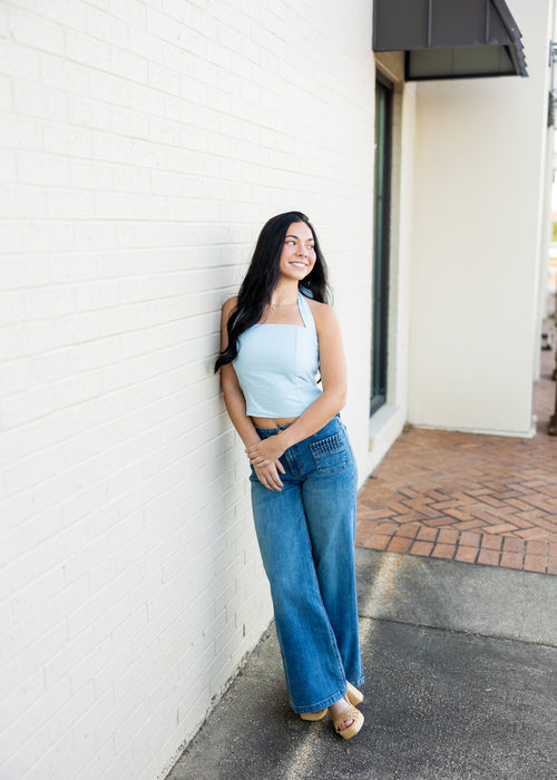 Reiko Baby Blue Halter Top