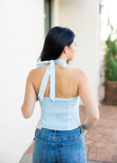 Reiko Baby Blue Halter Top