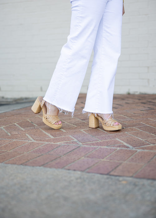 Orion Raffia Platform Block Heel Sandal