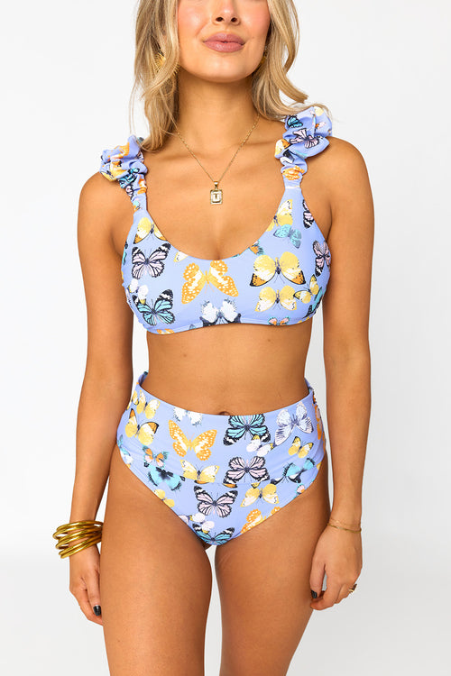 Vera High Waisted Painted Lady Bikini Bottom Kailani Chiffon Wrap Skirt Set