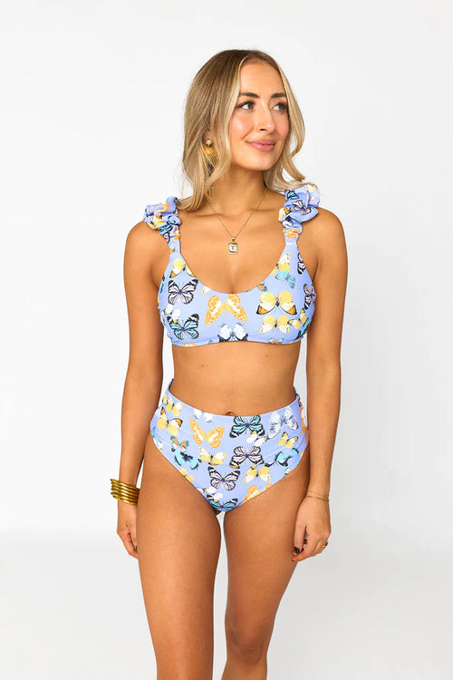 Vera High Waisted Painted Lady Bikini Bottom Kailani Chiffon Wrap Skirt Set