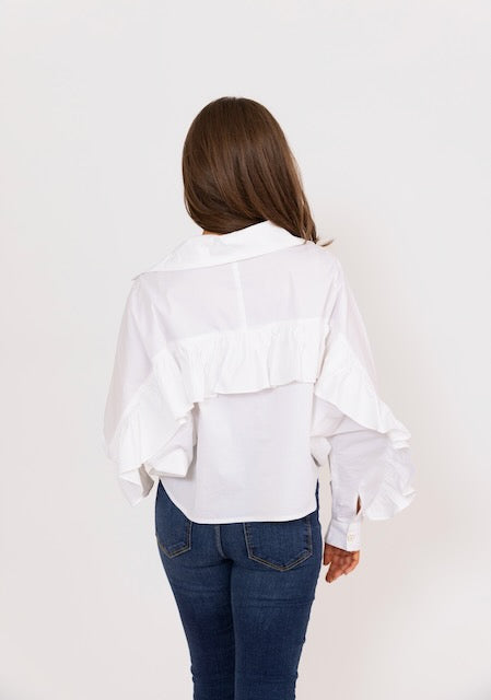 Ruffle Back Poplin Top