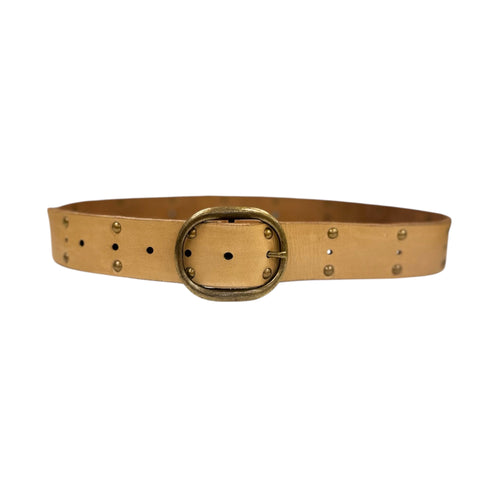 Devi Antique Brass Studded Vintage Buckle Leather Belt