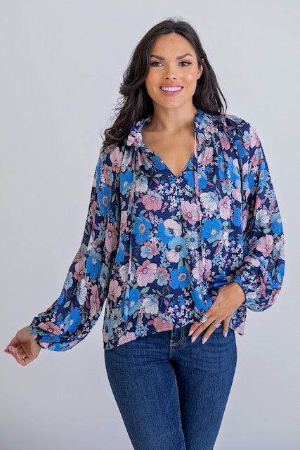 Floral Vintage V Neck Top