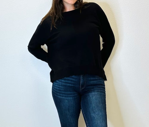 Lawson Lightweight Sweater with Center Seam Raw Hem Detail