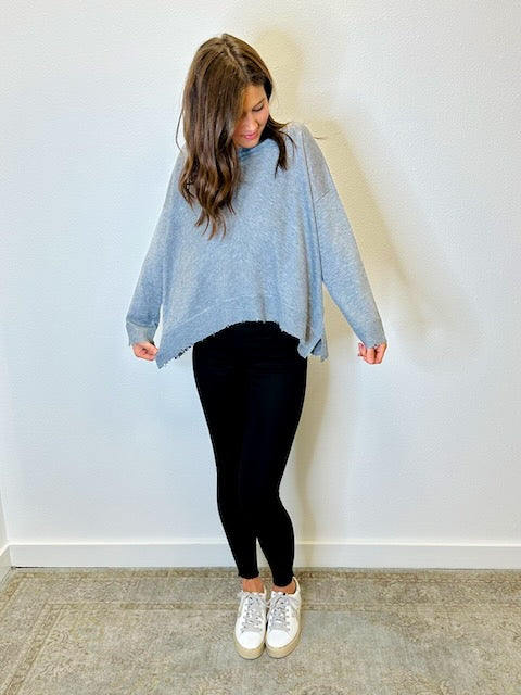 Lawson Lightweight Sweater with Center Seam Raw Hem Detail