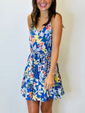 Blue Floral Dress With Braided Tie