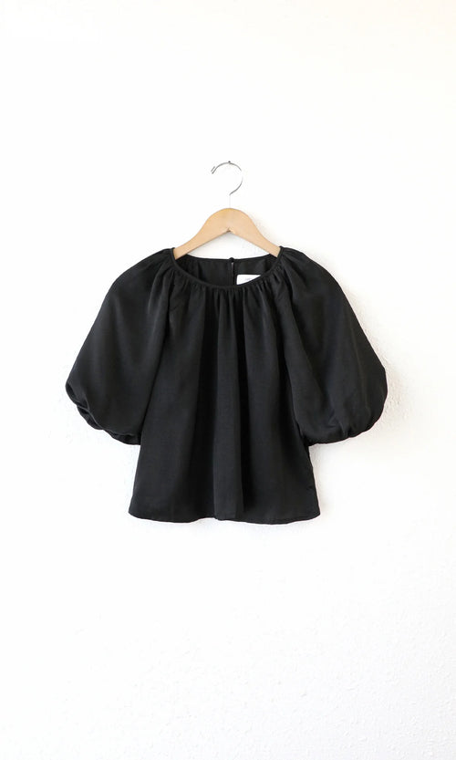 Nadia Balloon Sleeve Criss Cross Back Detail Versatile Top