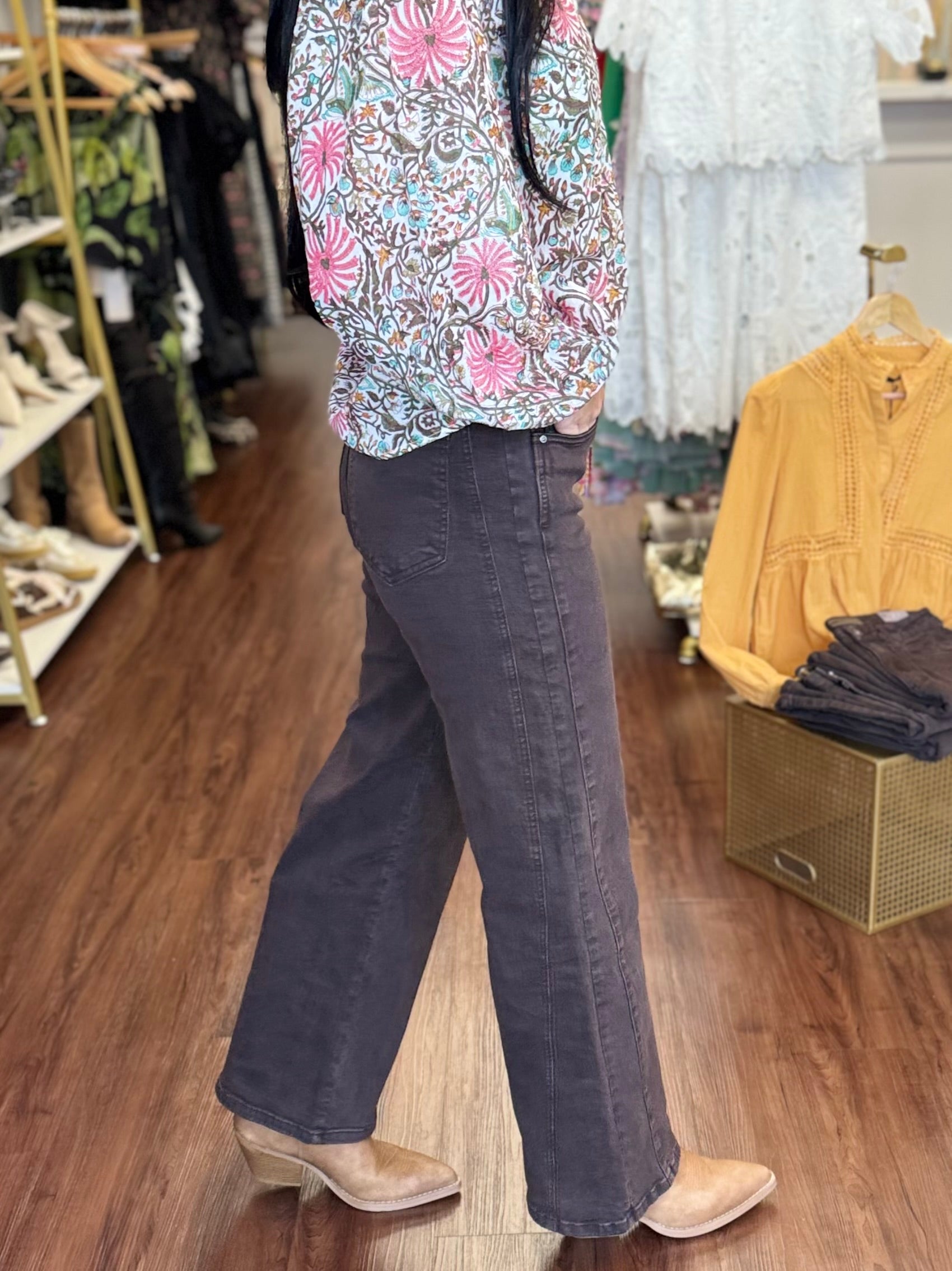 Meg HR Wide Leg Side Panel Chocolate